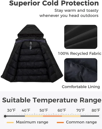 Miniatura 4 de wantdo Chaleco de invierno cálido para hombre, chaleco acolchado a prueba de viento con capucha