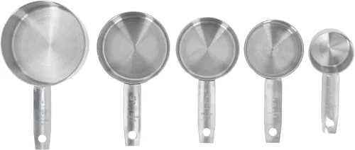 Miniatura 4 de Las tazas de medición del metal conveniente de la escala del claro del acero inoxidable fijaron alta exactitud para la cocina, plateado