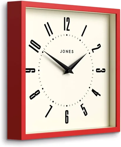 Miniatura 2 de JONES CLOCKS® Reloj de pared con caja Cuadrado retro 10 pulgadas Negro Números fáciles de leer Reloj perfecto de cocina u oficina