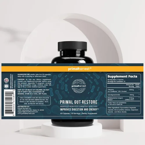 Miniatura 5 de Restore for Gut Health by Primal Harvest, Primal Gut Restore w/ POSTbiotics, PREbióticos y PRObióticos para mujeres y hombres, 60 CT - Digestión
