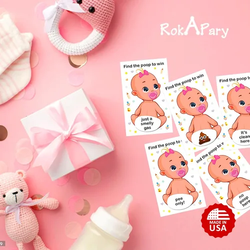 Miniatura 6 de RokAPary Baby Shower Girl Scratch Off Poop Game, encuentra la caca para ganar, juegos tontos fáciles de jugar, idea divertida, actividad