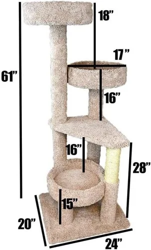 Miniatura 3 de HomeStock Cat Tower - Árbol para gatos grande con varios niveles con postes rascadores, muebles para gatos de interior, color beige