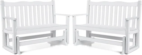 Miniatura 9 de Stoog Banco de columpio para exterior, todo clima HIPS con capacidad para 2 personas, banco de columpio de patio con capacidad de peso de 363 kg
