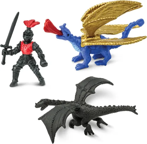 Miniatura 4 de Safari Ltd Knights & Dragons TOOB - 9 mini figuras con caballeros, Drake, Tiamat, Wyvern y Peluda Dragon, figuras de juguete para niños, niñas