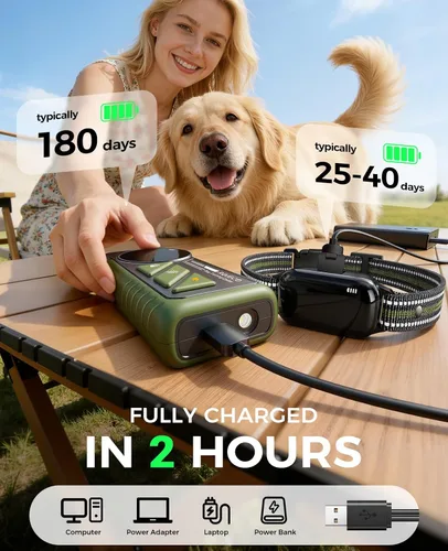 Miniatura 7 de Rojeco Collar de choque de perro 2 en 1 y collar de ladrido de perro, collar de perro remoto de 3300 pies con resistencia al agua IPX7, modos