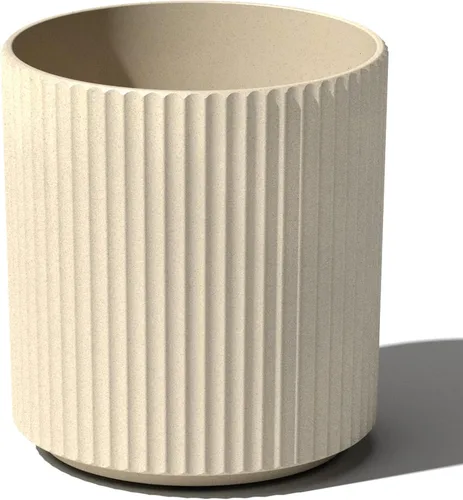Veradek Demi Series Maceta redonda para porche, patio, jardín trasero | Material duradero de plástico-hormigón | Decoración moderna para plantas
