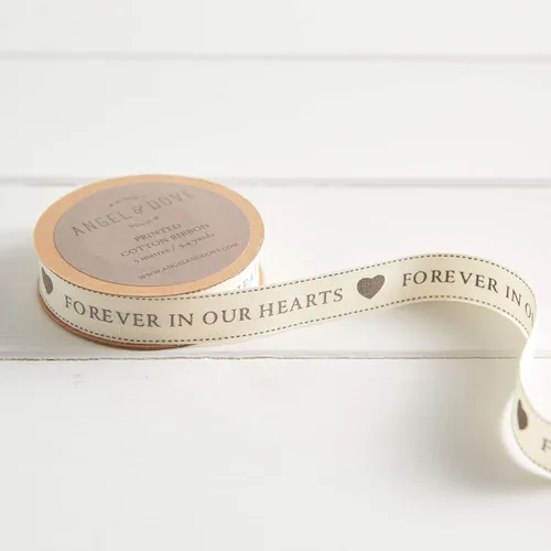 Miniatura 8 de ANGEL & DOVE Cinta «Forever in Our Hearts» para flores funerarias, regalos, papelería, regalos de condolencias (5.4 yardas)