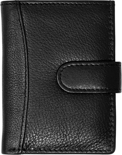 Miniatura 5 de RAS WALLETS Billetera de cuero para tarjetas de crédito para hombre, 20 bolsillos de plástico transparente, color negro con compartimento