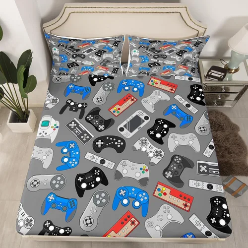 Miniatura 19 de Erosebridal Sábana bajera ajustable con patrón de piedra azul con estampado de mármol azul, juego de ropa de cama líquida trippy para niños, niñas