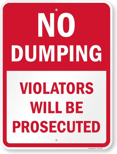 Miniatura 11 de SmartSign Letrero de metal con texto en inglés "No Dumping Violators Will Be Prosecuted", 14 x 10 pulgadas, aluminio laminado a prueba de óxido