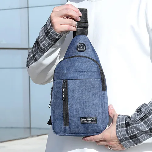 Miniatura 4 de Pequeña bolsa cruzada negra, bolsa de hombro para hombres y mujeres, bolso bandolera de pecho con una correa de viaje, Azul