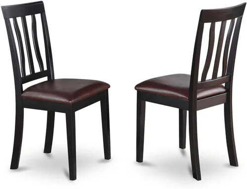 Miniatura 6 de East West Furniture ANC-BLK-C - Sillas de comedor antiguas, sillas de madera tapizadas de tela de lino, juego de 2, color negro