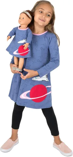 Miniatura 37 de Leveret - Conjunto de vestidos a juego para niña y para muñeca, 100% algodón, gran variedad de estilos, (tallas de 2 a 14 años)