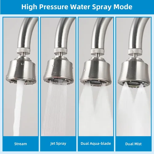 Miniatura 5 de Hygie Rinse Reemplazo de la cabeza del grifo del fregadero de cocina, accesorio rociador de 4 grifos rociadores con giro de ángulo grande, rosca