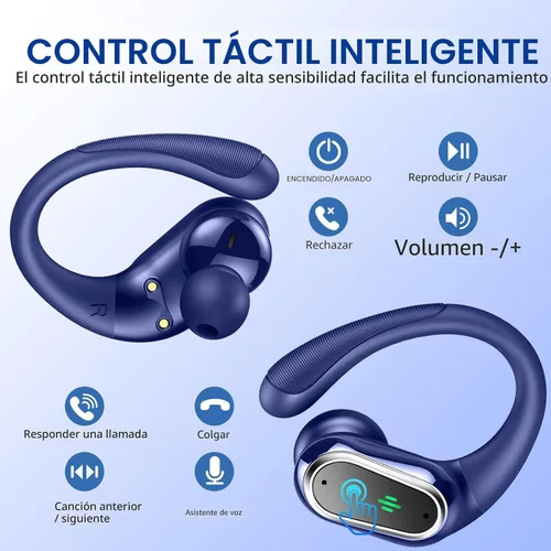 Miniatura 5 de Auriculares inalámbricos, auriculares Bluetooth 5.4 2026 deportivos, 50 horas estéreo de alta fidelidad con graves profundos con micrófono ENC