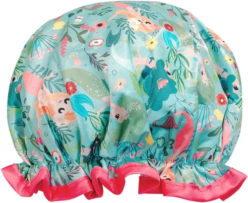 Miniatura 8 de allydrew Gorros de ducha impermeables reutilizables para cabello largo, cerezas