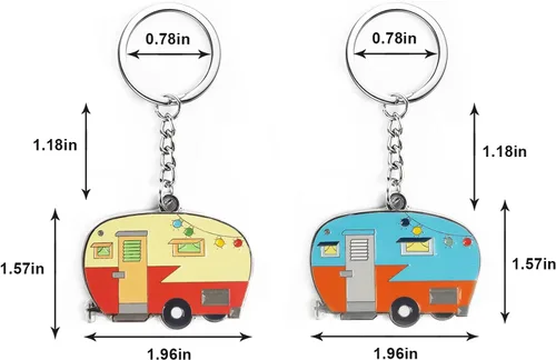 Miniatura 5 de Llavero de casa rodante con texto en inglés "Happy RV", llavero para parejas, regalo para hombres y mujeres, accesorios de campamento, paquete de 2