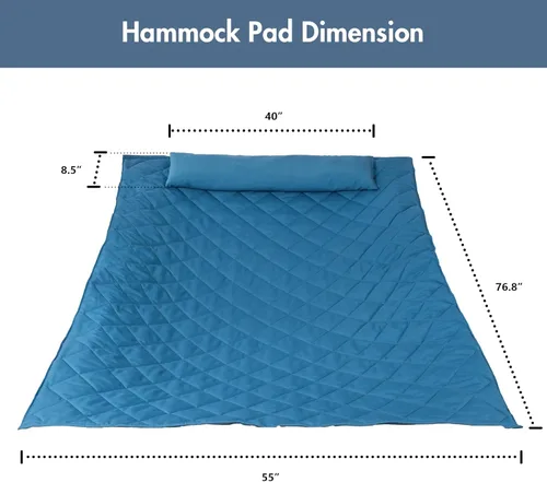 Miniatura 3 de ANOW Solo juego de almohadilla y almohada para hamaca al aire libre, almohadilla de hamaca resistente, color azul