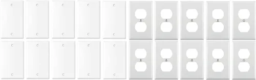 Miniatura 2 de RiteAV Placa de pared sin dispositivo, cubierta de toma de receptáculo en blanco, cubierta de enchufe eléctrico, tamaño estándar, 1 banda