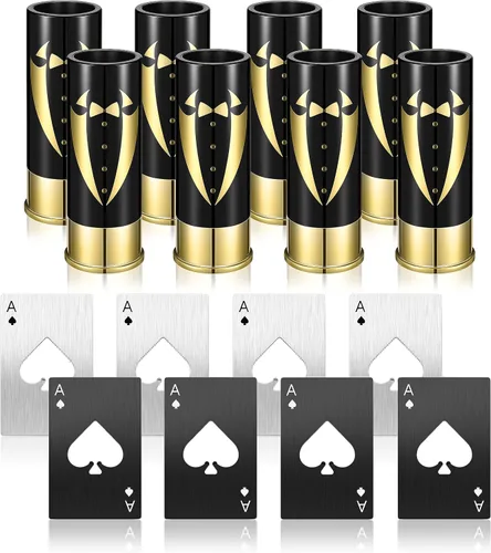 Miniatura 9 de Yoption Set de 16 piezas de regalos para padrinos de boda, 8 vasos de chupito con 8 abridores de botellas tamaño tarjeta de crédito para propuesta