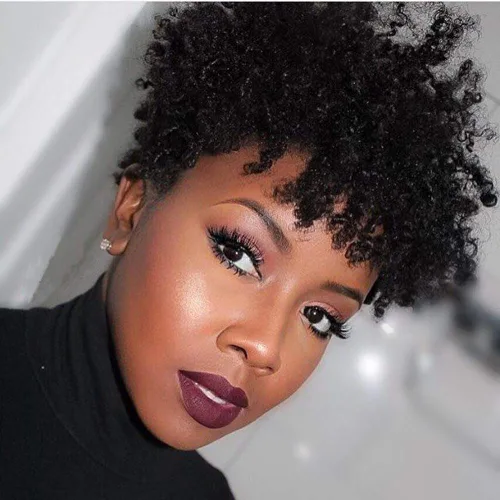 Miniatura 9 de Ms Taj - Pelucas de pelo humano afro corto para mujeres de raza negra, pelucas de pelo virgen brasileño con densidad del 150 % sin procesar, peluca