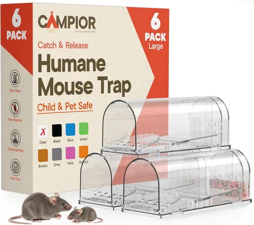 Miniatura 10 de Trampa transparente para ratones, paquete de 1, trampas para ratones en vivo para atrapar y liberar para interiores y exteriores, segura