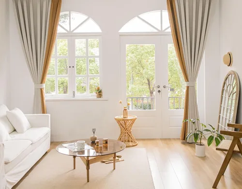 Miniatura 2 de Daesar Blackout Curtains for Bedroom 63 Inch Length, Eyelet Thermal Drapes Splicing Jacquard Geometric Texture Beige White Yellow Blackout Curtains
