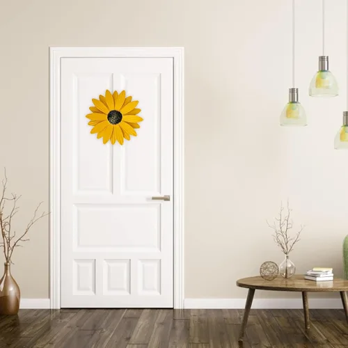 Miniatura 3 de Tencount Decoración de arte de pared de flores de metal, esculturas de pared, placa para colgar en interiores o exteriores, para baño, sala