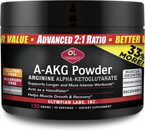 Miniatura 4 de Olympian Labs PSN A-AKG - Polvo para la salud de los hombres, rendimiento energético y nutricional deportivo, porciones de 2.12 - 0.11 oz, tarro