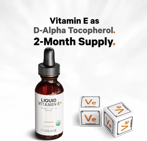 Miniatura 3 de Codeage Vitamina E líquida - Vitamina E orgánica certificada por el USDA, suministro de 2 meses - Acetato de tocoferol D-alfa, aceite de MCT