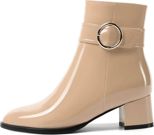 Miniatura 2 de SKYSTERRY Botas altas de tacón bajo grueso y grueso para mujer, con cierre de cremallera, de 2 pulgadas