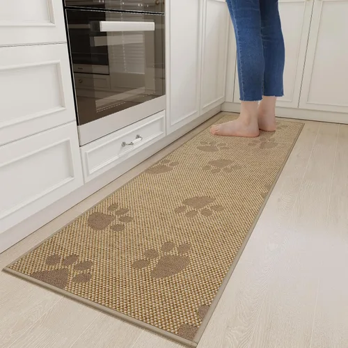 Miniatura 58 de YDKGL Tapetes de cocina para piso, alfombras de cocina súper absorbentes, antideslizantes, lavables, de lino sintético suave trenzado, alfombra