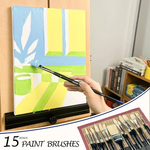 Miniatura 6 de Falling in Art Juego de pinceles profesionales de cerdas naturales, 15 pinceles de pintura de mango largo para pintura acrílica, pinceles de pintura