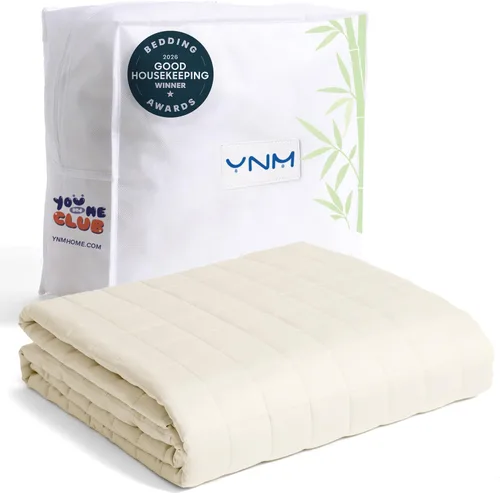 Miniatura 23 de YnM Manta con peso refrescante para adultos, terciopelo refrescante y acogedor de doble cara, manta pesada de 30 libras para parejas, uso en cuatro