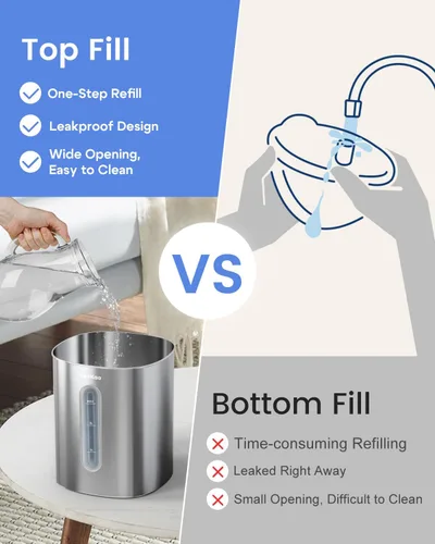 Miniatura 7 de Feekaa Humidificador de acero inoxidable fácil de limpiar, humidificadores de niebla fría de 1 galón/4 litros para dormitorio, apto