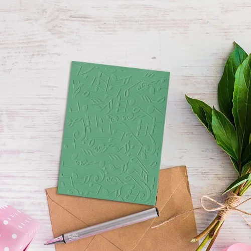 Miniatura 3 de Notas musicales Carpetas de grabado de plástico para hacer tarjetas, fondo, álbum de recortes, plantilla de plástico, álbum de fotos, papel