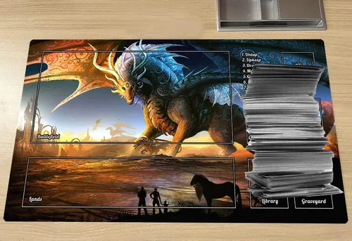 Miniatura 5 de TCG - Tapete de juego con zonas de 23.6 x 13.7 pulgadas, juego de mesa Dragon MTG, juego de cartas coleccionables para TCG MTG Playmat diseños