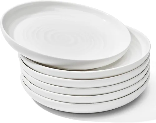 Sweese Plato de aperitivo, 6 platos de postre pequeños de porcelana de 6 pulgadas, color blanco