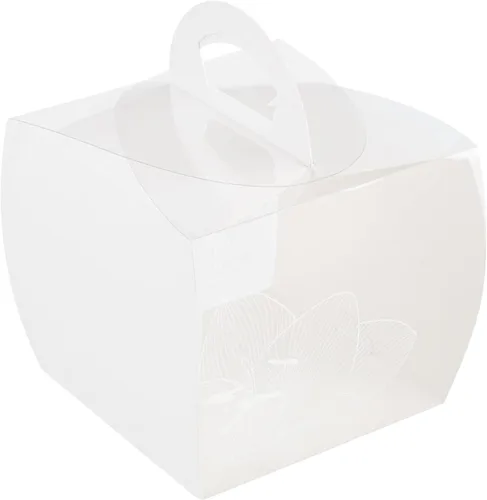 Miniatura 2 de Restaurantware - Cajas individuales para cupcakes de 4 x 4.25 pulgadas, 100 cajas de exhibición desechables para cupcakes - Con asa, acento de loto