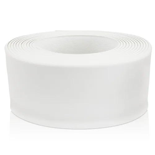 Base de pared de vinilo blanco de 2-1/2 pulgadas x 20 pies, base de pared sin pegamento, duradera y flexible, base de vinilo fácil de instalar que