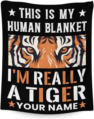 Miniatura 7 de Manta de tigre para regalar – Manta divertida de 30 x 40 pulgadas para niños y niñas – Manta negra suave y mullida para sofá, sofá y cama