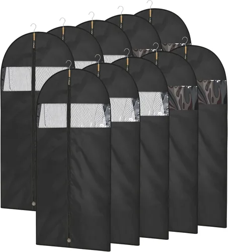 Miniatura 12 de Bolsas de vestir para vestidos, bolsas de ropa de 65 pulgadas de largo para colgar ropa, paquete de 3 fundas plegables con ventana transparente