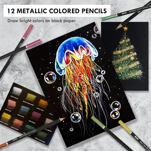 Miniatura 5 de KALOUR Lápiz de 180 colores para artistas, núcleo suave de pigmento rico, a base de aceite, ideal para colorear, dibujar, bocetos, sombrear, Rojo