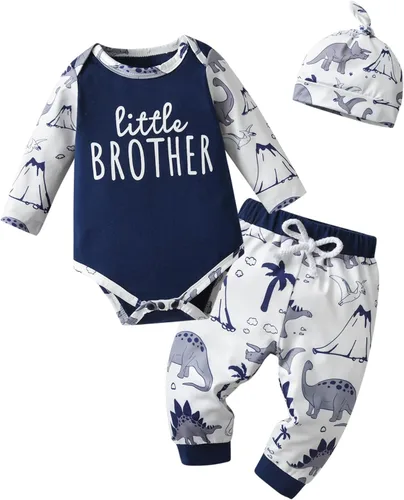 Miniatura 8 de Kulcerry Conjunto de 3 piezas de ropa de bebé niño de manga larga + pantalones + sombrero