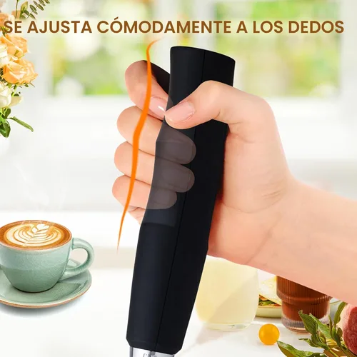 Miniatura 4 de YUSWKO - Espumador de leche recargable USB de mano con 3 cabezas, mini mezclador de bebidas con 3 velocidades para latte, cappuccino, chocolate Negro