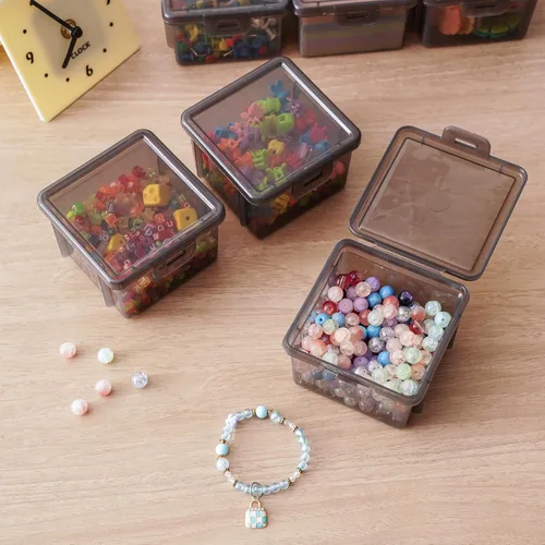 Miniatura 6 de Paquete de 10 recipientes pequeños de plástico con tapas, cajas de almacenamiento apilables transparentes y organizadores para organizador