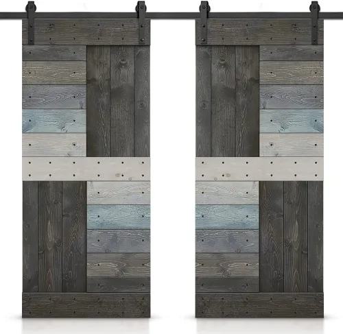 Miniatura 98 de TMS Serie N - Puerta corrediza interior de madera de pino anudada con kit de herrajes deslizantes (32 x 84 pulgadas, blanco)