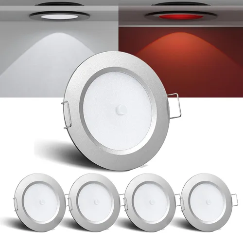 Miniatura 10 de Luces LED de 3 pulgadas de 12 V con interruptor integrado interior bicolor rojo de 12 voltios, luz de disco LED de aluminio completo regulable