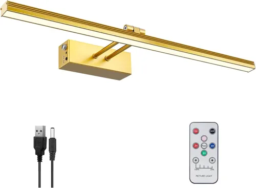 Miniatura 18 de Luz para Cuadros, Luces de Arte a Batería para Pared, Luz Inalámbrica con Control Remoto para Pinturas con Temporizador y Regulable, Iluminación
