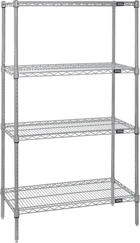 Miniatura 48 de Kit de inicio de 4 estantes de alambre negro 74 pulgadas